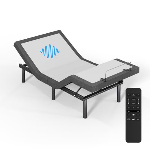 Image of Adjustable Bed Frame with Wireless Remote - Comfortable Zero Gravity Massage with Head & Foot Incline, Dual USB Charge & Under-Bed Nightlights - Powder Coated TwinXL Adjustable Frame