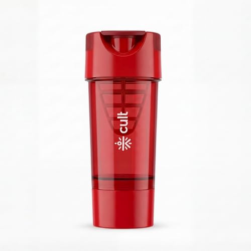 Image of CULT Gym Shaker Pro 500ml - Cyclone Blender Shaker Bottle for Protein Shake | 100% Leakproof Workout Water Sipper for Men & Women | Durable Fitness Supplement Bottle (Red)