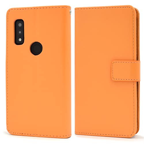 プラタ arrows We ケース 手帳型 耐衝撃 シンプル レザー 単色 ストラップホール スタンド カードケース ソフトケース (F-51B / FCG01 / A101FC / UQ mobile) 【 オレンジ 】