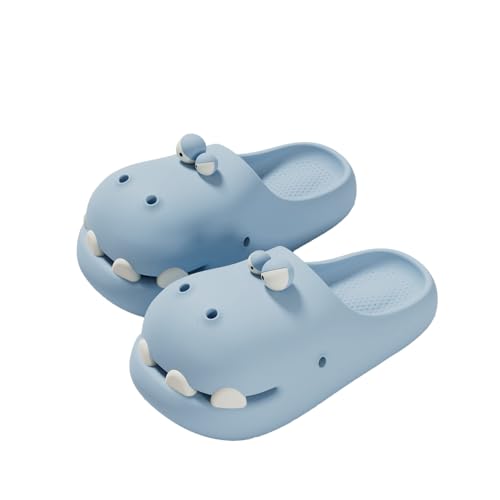 Cute Blue Dinosaur Cloud Slippers, Cartoon Slides, Size 8-9 W/6.5-7.5 M