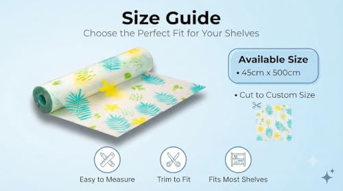 Image of Dribble EVA Shelf Liner Mat 45x500cm Roll, Non Slip Drawer & Cabinet Liner for Kitchen, Waterproof Oilproof Washable Fridge Mat, Anti Skid Cupboard Wardrobe Multipurpose Mat Tropical Breeze