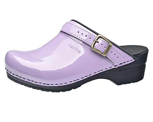 Sanita Freya Open Clog Original Handmade Flexible Leather Clogs For Women Anatomically Shaped Footbed With Soft Foam Adjustable Heel Strap, Purple, 9 Us #TOP11