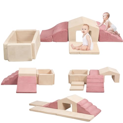 Image of Foam Climbing Blocks with Foldable Ball Pit for Toddlers| 6PCS Baby Climb and Crawl Activity Playset for 6-18 Months,2025 Upgraded OEKO-TEX Certified High-density Foam Play Gym (Balls not Included)