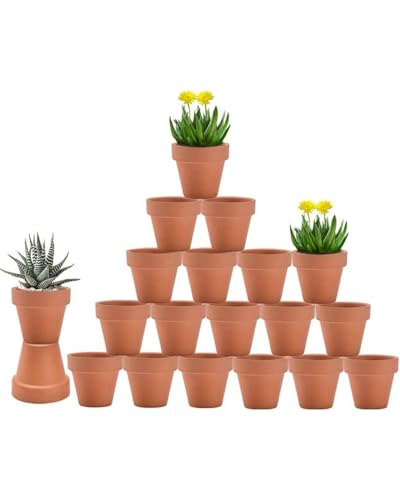 vensovo 3 Inch Terra Cotta Pots with Drainage - 20 Pack Clay Flower Pots, Succulent Nursery Pots Great for Plants, Crafts, Wedding Favor
