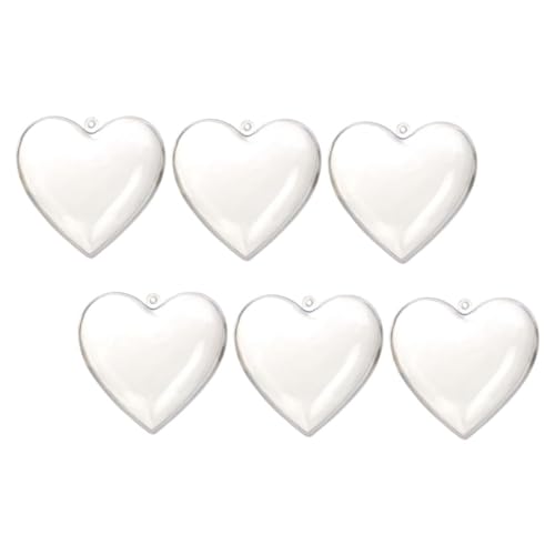 FUNOMOCYA Boules Décoratives De Cœur Transparentes 100x98x56 Mm en Plastique, Ouvrables Et Adaptables, pour Décoration De Fête, Mariage Et Saint-Valentin, Lot De 6...
