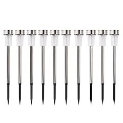 Arti Casa Lampada solare da esterno, luce solare da 10 pezzi, luci da giardino su picchetto, luce bianca e colorata, resistente all'acqua IP44, diametro 4,8 x 36,5 cm, acciaio inossidabile