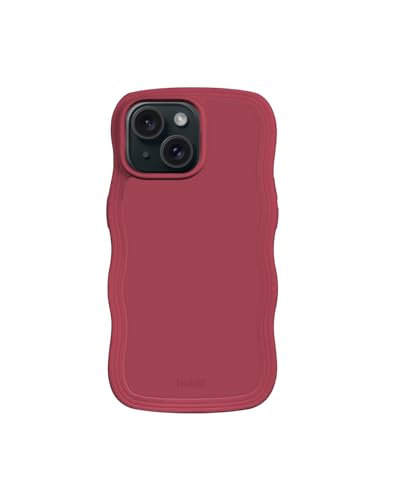 Holdit 耐衝撃 スマホケース (iPhone 16e / 15 / 14 / 13e / 15 / 14 / 13 / ワインレッド) 日本初上陸モデル スマホ ケース カバー なみなみ ウェーブ (衝撃吸収/TPU/ワイヤレス充電可能) iphon