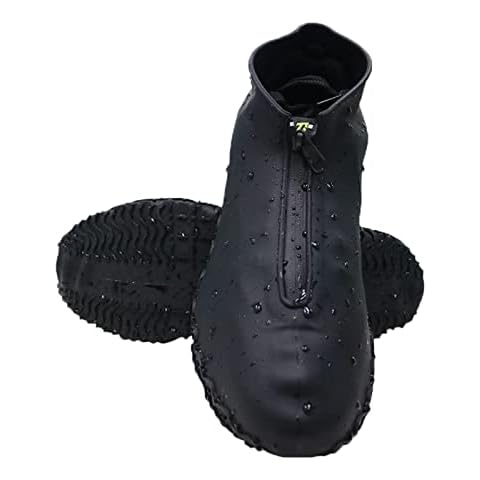 Yeeteepot Wasserdicht Überschuhe Wiederverwendbare Silikon Schuhüberzieher Tragbarer Regenüberschuhe rutschfeste Galoschen Für Regen Schneetag Schlammige Straßen Schwarz L Cover