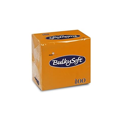 Bulky Soft Serviettes, 1/4-Fold, 2-layers, Orange, 24 cm x 24 cm, Pack of 100 Cover