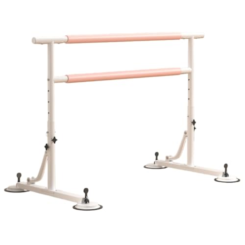 Kirnuo バレエバー、ダンスポール、吸盤固定、家庭用 バレエスタンド、トレーニング、厚肉炭素鋼管、大人と子供向け、ダンス脚ストレッチ、簡単なインストール (2層 - 高さ調節可能,1m)
