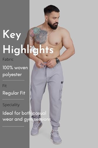 Image of FUAARK Script Regular Fit Sports and Gym Mens Cargo Joggers