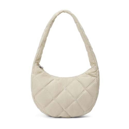 CORALDAISY Puffer Tote Bag for Women Lightweight Tote Bag with Zipper, Large Work Bag Quilted Travel Puffy Shoulder Handbag