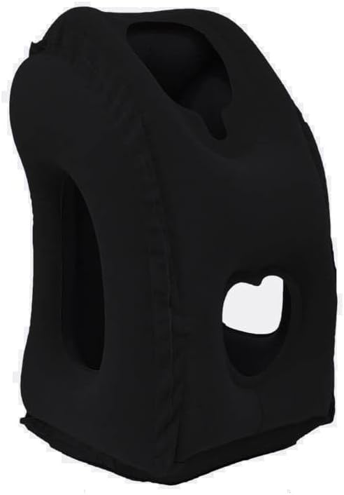 FDF Almohada inflable para el cuello utilizada para avionescochesautobusestrenessiesta de oficina (negro)