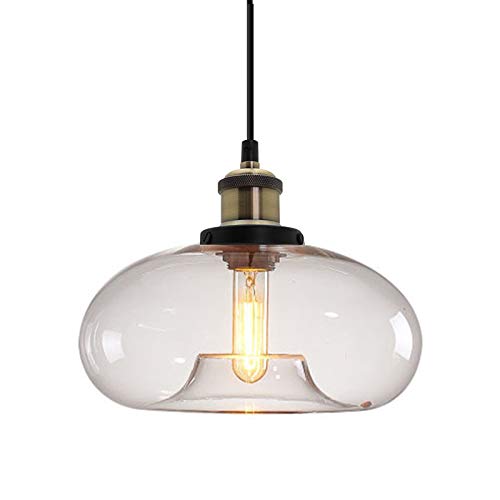 ZTTECH Suspension en Verre Clair 28 cm Style Industriel et Vintage Idéale pour Îlot de Cuisine Chambre ou Salle à Manger Hauteur Réglable Compatible...