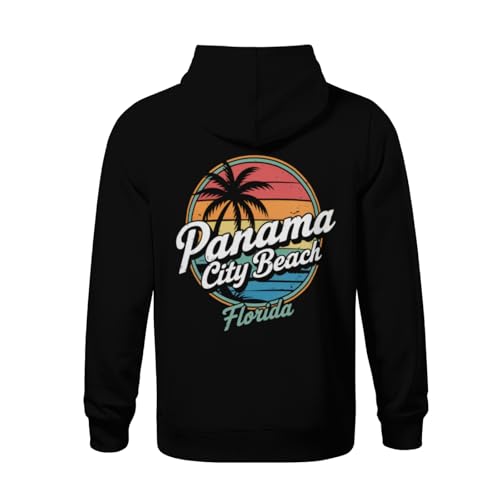 Kids Retro Panama City Beach Florida Boys Girls Lightweight Kangaroo Pocket Fleece Hoodies3