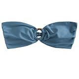 Picture of ZAFUL Women's Bandeau Bikini Top Strapless Swimsuit Top O Ring Tie Back Bathing Suit Tops Tube Top (1-Haze Blue, M)