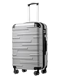 Coolife Hardside Carry-On Luggage with TSA Lock, Spinner Wheels, Telescopic Handle, Lightweight Suitcase (Silver, S(20in_carry on))
