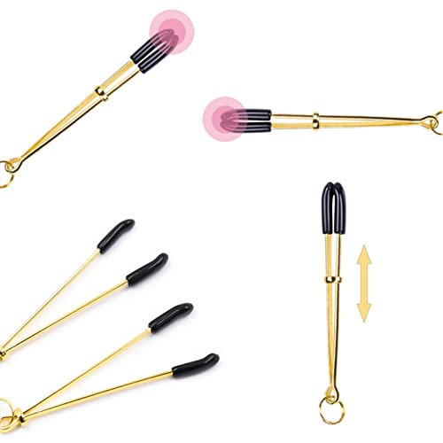 Moneyn Nipple Clamps With Adorable Pendant, Nipple Toys For Womens Pleasure, Nipple Rings Non Piercing Nipple Jewelry For Own Use Or Couple Flirting (Champagne Feather), Black #TOP4