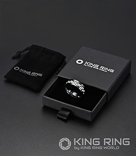 King Ring 8mm Gear Spinner Ring – Men & Women Stainless Steel Fidget Ring – Black Silver 9