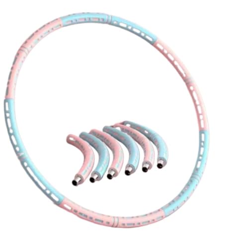 MLTUN MAKAN 大人用フラフープセット、二重層フォーム、脂肪燃焼ヘッド、容量1?5kg、調節可能なフィットネスフラフープ、軽量、6点セット、運動や腹部の痩身に適しています (ブルーピンク)