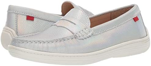 Marc Joseph New York Unisex Genuine Leather Boys/Girls Casual Comfort Slip On Moccasin Loafer Shoes Driving Style, Silver/White Print, 3.5 M US Little Kid | Image 6
