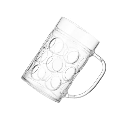Homoyoyo Boccale da birra in acrilico infrangibile da 500 ml, con manico, design trasparente con fossette, per casa, bar, feste e uso all'aperto