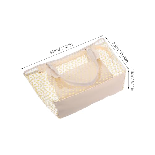 Kisangel Clear Zippered Tote Bag with Dots Pattern for Women Transparent Beach Handbag with Inside Purse Bag Beige Versatile Clear Handbag for Shopping Work and Travel2