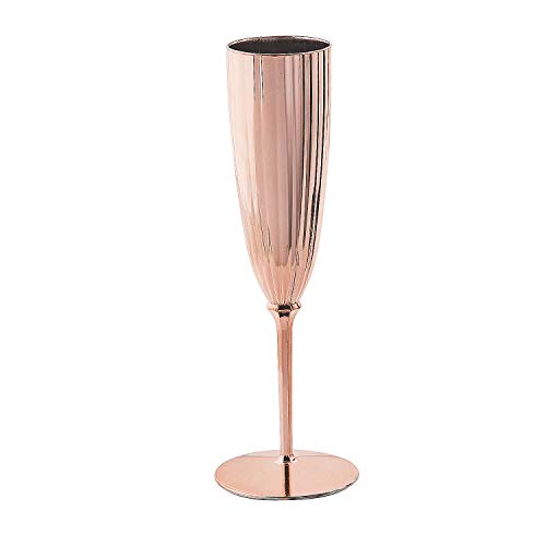 Fun Express Rose Gold Metallic Plastic Champagne Flutes - Party Supplies - 12 Pieces