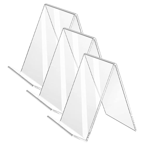 Beaupretty 3個 透明アクリル製ブックスタンド デスク用書見台 書類整理 展示用 卓上収納ラック オフィス 書店 家用頑丈ディスプレイスタンド