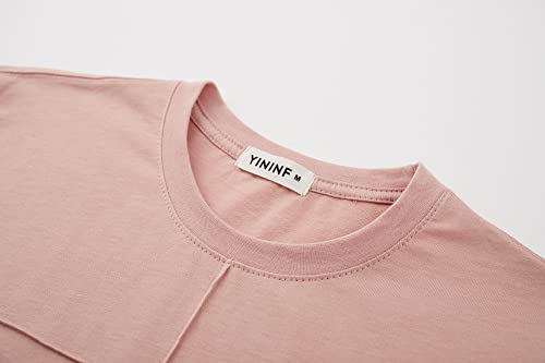 Image of YININF Men's T-Shirts Hipster Short Sleeve Solid Color Crew Neck Cotton Soft Fitted Tees