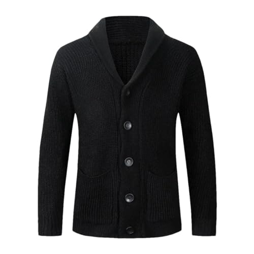 Men's Long Sleeve Cardigan V-Neck Button Sweater Classic Comfortable Knit Top