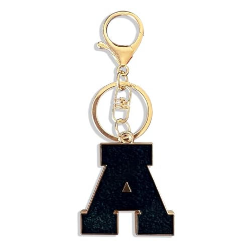 Retui Red Black Letter A-Z Keychain for Women Men Purse Handbags Metal Alphabet Initial Letter Car Key Rings Novelty Key Chains (Black A)