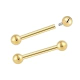 Pierced Koala (16G 10mm) de titanio 2 unidades con rosca interna de, para lengua, pezón, trago, cartílago, barra industrial, joyería corporal