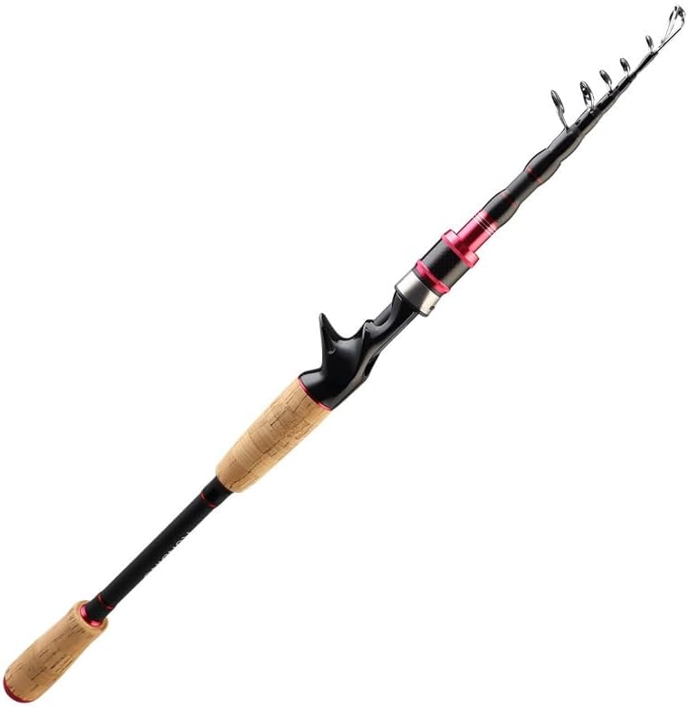 Portable Lure Rod Telescopic Multi Section Carbon Wood Handle Fishing