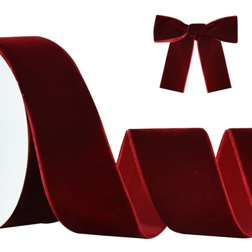 TONIFUL Burgundy Velvet Ribbon 2 Inch x 10yds...