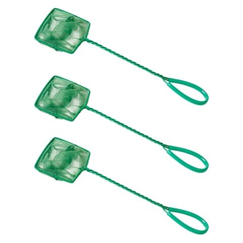 C100AE 3pcs 4 Inch Red de Pesca Acuario Malla Fina Net Aquarium Net Red Acuario Red de Malla Fina Accesorios Acuarios y Peceras con 25cm Mango de Plástico para Tanque Camarón el Acuario Fish - Verde Cover