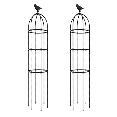 Obélisque de jardin en métal treillis cylindrique grand format pour plantes