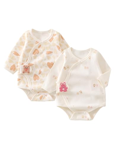AOIREMON Baby Rompers Long Sleeve 2 Pack 100% Cotton One Piece Suit Unisex Jumpsuit Playsuit Soft Comfy Newborn Infant Clothing 0-12 Months