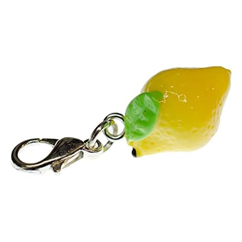 Miniblings Limon con Frutas Hoja Limon Encanto Fruta 3D - joyería Hecha a Mano de Plata de la Manera Plateado I Colgantes - Colgante Pulsera - Colgante para la Pulsera Cover