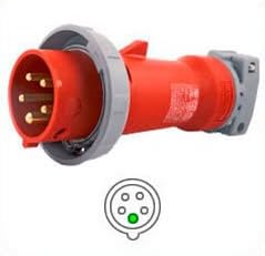 HUBBELL HBL516P6W AC Plug IEC60309 516P6W IEC 309 Pin & Sleeve