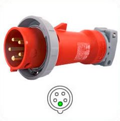 HUBBELL HBL516P6W AC Plug IEC60309 516P6W IEC 309 Pin & Sleeve