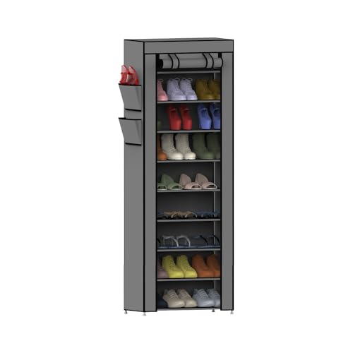 Organizador de Zapatos con 9 Baldas Blanco/Gris 60x30x158cm 7house