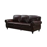 Abbyson Living Premium Top Grain Upholstered Leather Sofa, Brown