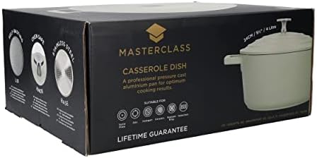 MasterClass Medium Casserole Dish with Lid, Lightweight Cast Aluminium, Induction Hob and Oven Safe, Mint, 4 Litre/24 cm