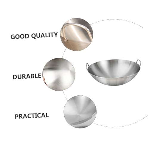 Wok de acero inoxidable con doble asa y fondo redondo miniatura 3