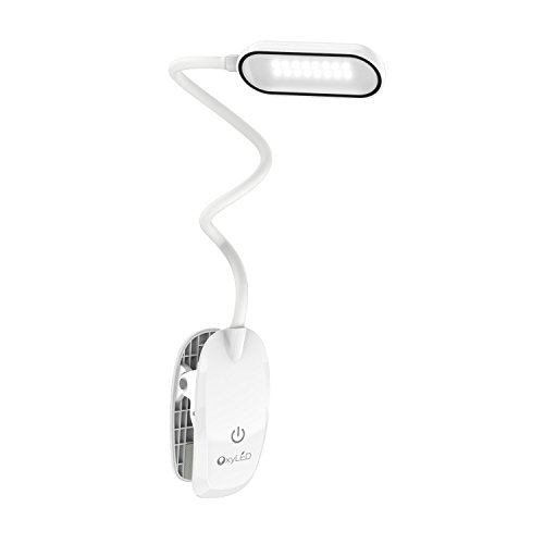 OxyLED T36 5W Rechargeable USB Vertical Clip Lamp with Flexible Gooseneck for Student, Dormitory, White