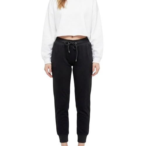 Smith & Solo Damen Jogginghose – Sporthose Frauen Baumwolle Sweatpants Slim Fit Freizeithose Lang Jogger Laufhosen Modern Schwarz/XL
