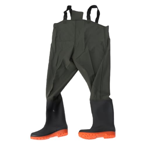 Cryfokt Wader Fishing Wading Pants Waterproof Men Hip Wader with Bootfoot Wading Belt PVC Flexible Bootfoot Chest Wader for Fishing Camping (Green)