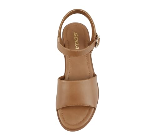 Image of Soda inchStacie inch ~ Women Open Toe Lug Sole Mid Block Heeled Sandals with Adjustable Ankle Strap