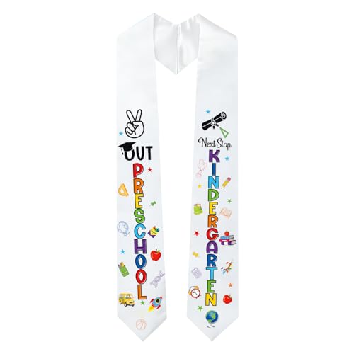 Preschool Graduation Sash, PRE K Preschool Graduation Decorations 2026, Peace Out Preschool Next Stop Kindergarten Stole for PRE-K Grad Party Supplies Favor Photo Decor
